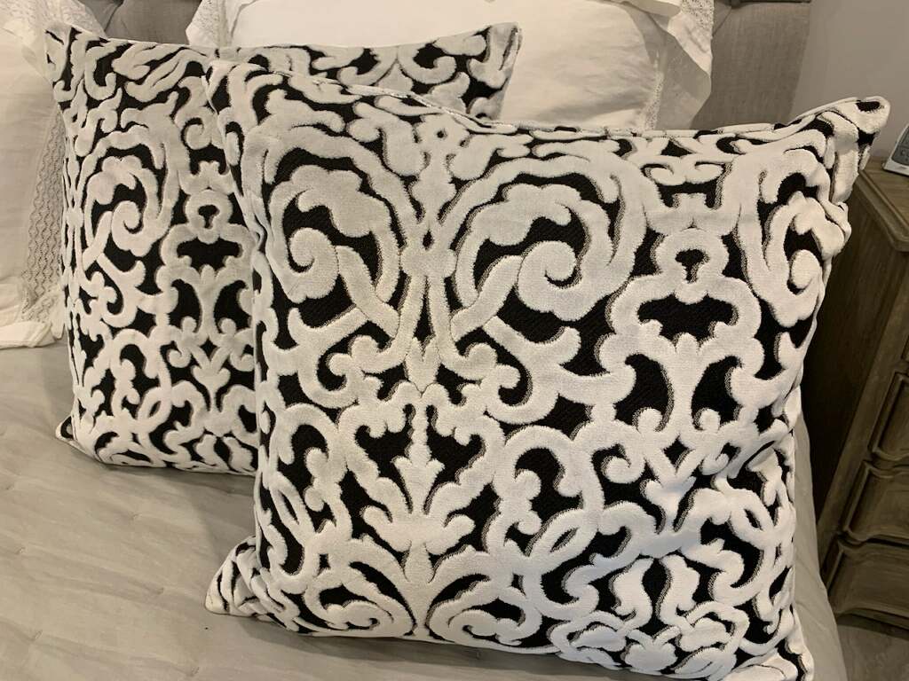 Designer Bespoke Cushion - Black & White Velvet