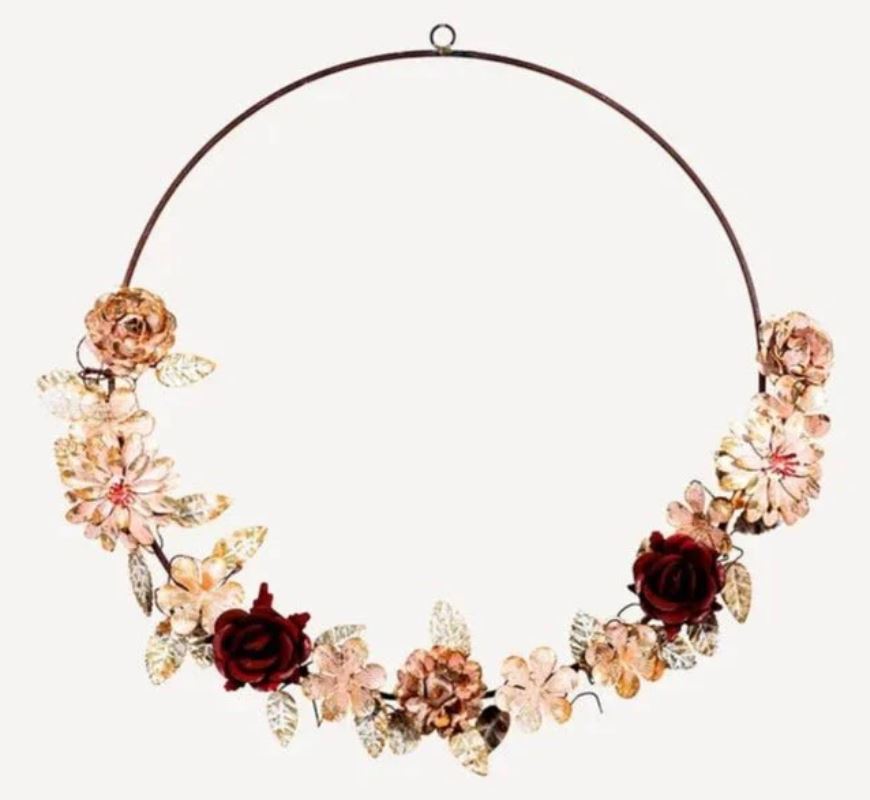 Crimson Rose Half Round Wreath