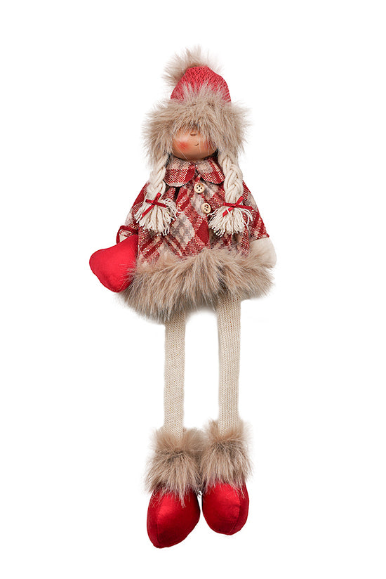 Hope Red Plaid Sitting Girl 50cm