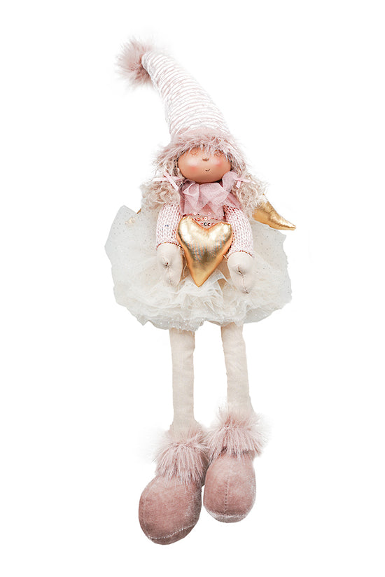 Sitting Angel Girl With Heart Pink 54cm