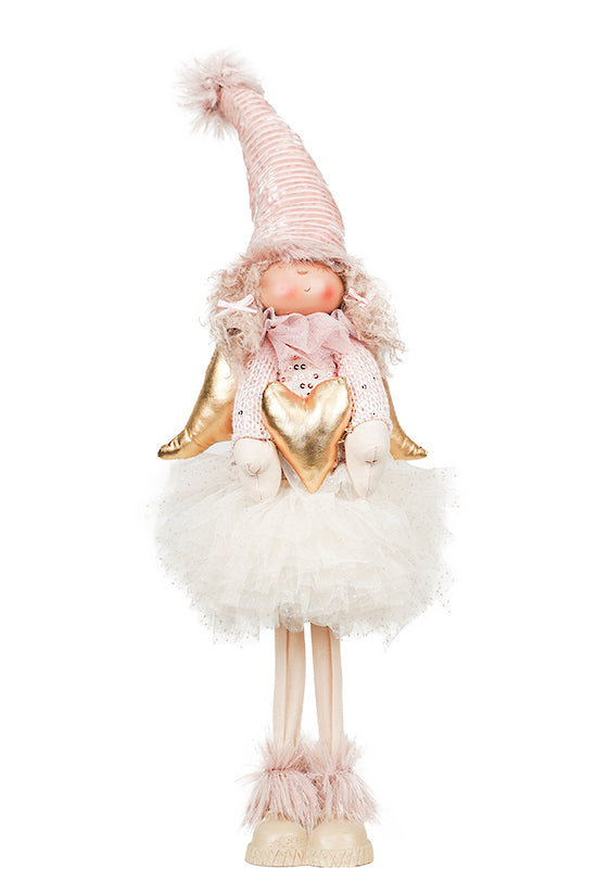 Standing Angel Girl With Heart Pink 47cm