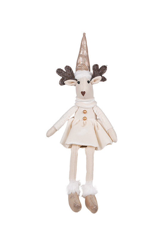Eldina Velvet Sitting Deer Girl Cream
