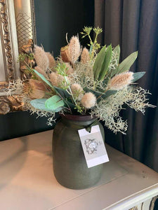 Flower Arrangement with Wooden Green Vase - Large