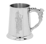 1 Pint Pewter Beer Mug Tankard with Embossed Scottish Piper Design