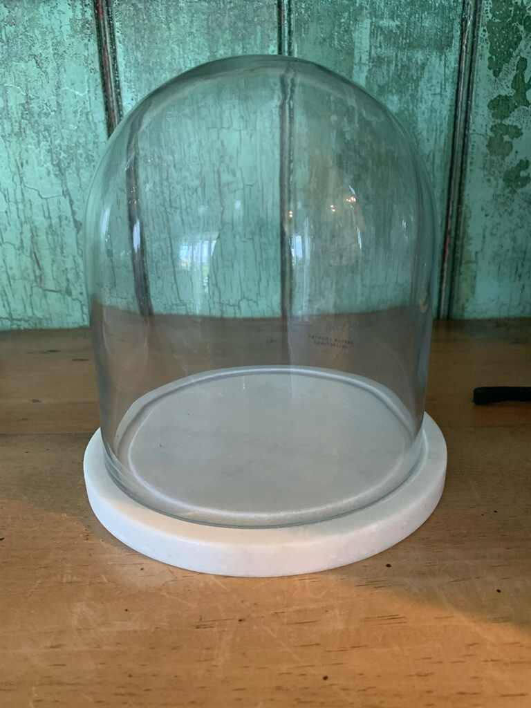 Small Glass Cloche Dome with White Marble Base