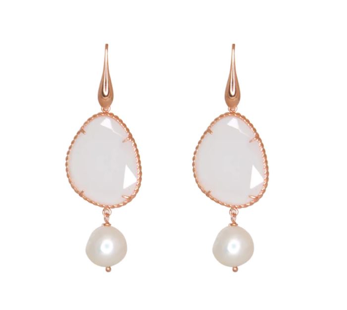 Simply Italian - White Agate & Pearl Drop Earrings