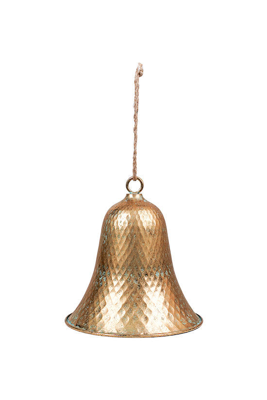 Antique Gold Diamond Texture Bell - Large