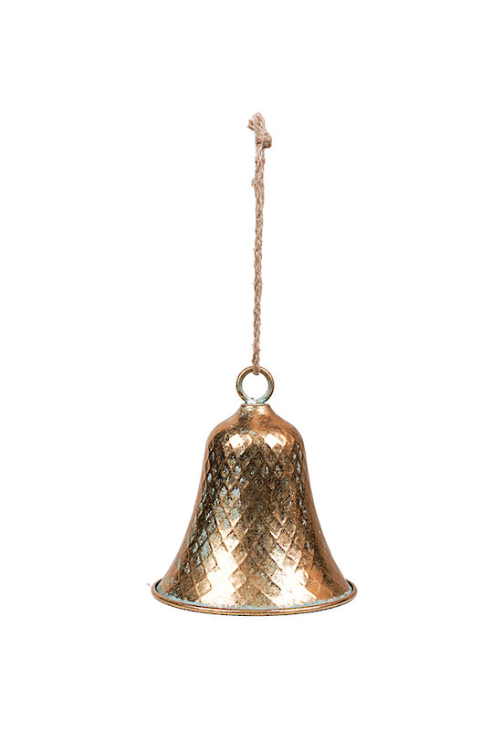 Antique Gold Diamond Texture Bell - Small