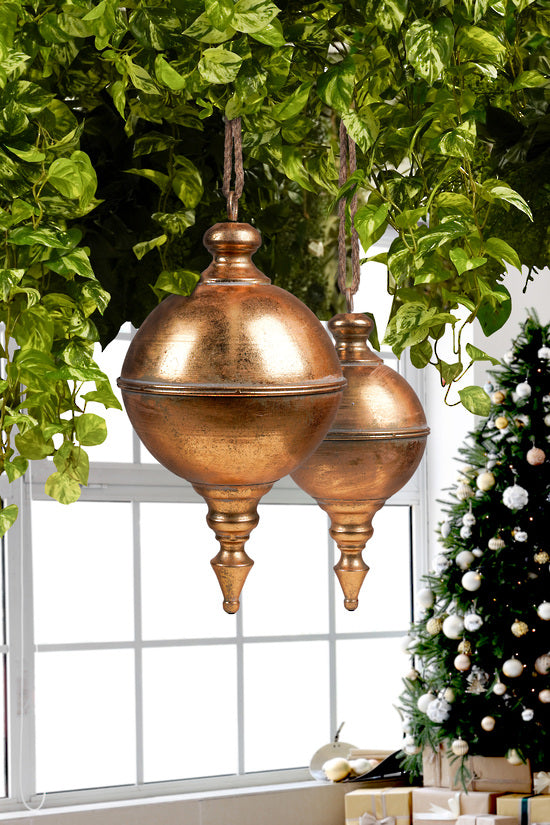 Over-sized Antique Gold Metal Finial Hanging Decor - Small