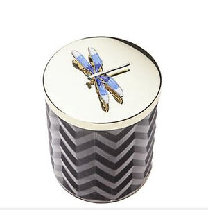 Herringbone Candle With Scarf Eau de Vie- Navy & Dragonfly lid