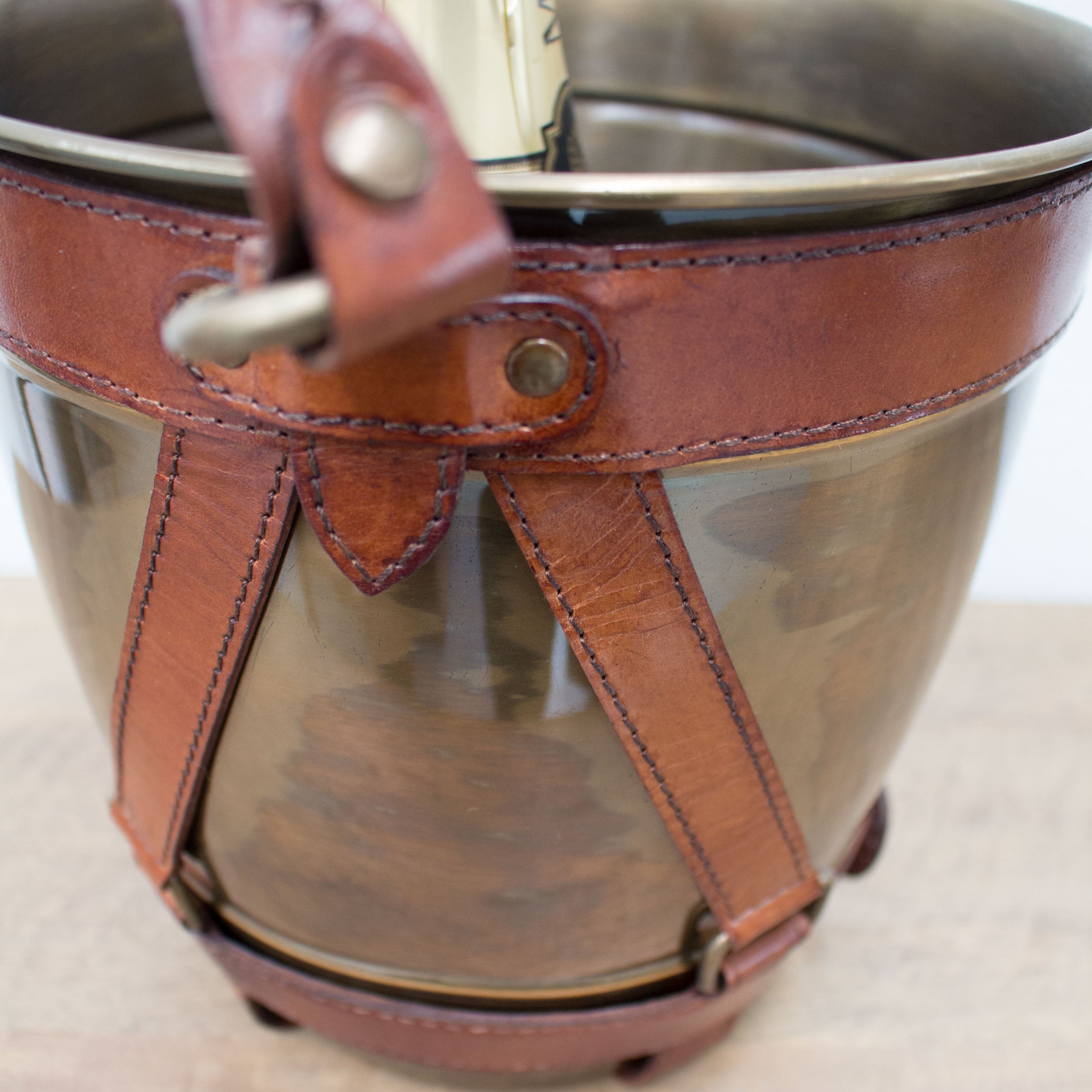 Brass & Leather Wine Bucket - Tilly and Tiffen 
