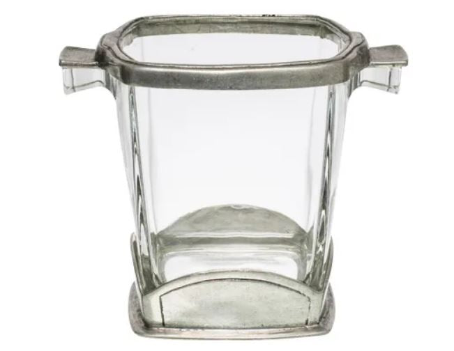 Square Pewter & Glass Ice Bucket