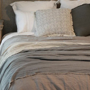 Textured Cotton Blanket - Grey