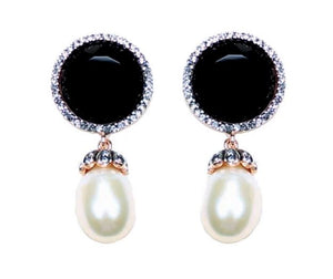 Simply Italian - Onyx & Pearl Stud Earrings