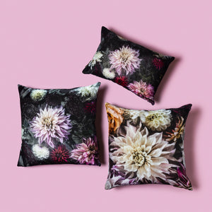 'DAHLIA DREAM // THE DARKNESS' SILK VELVET CUSHION COVER - Tilly and Tiffen 