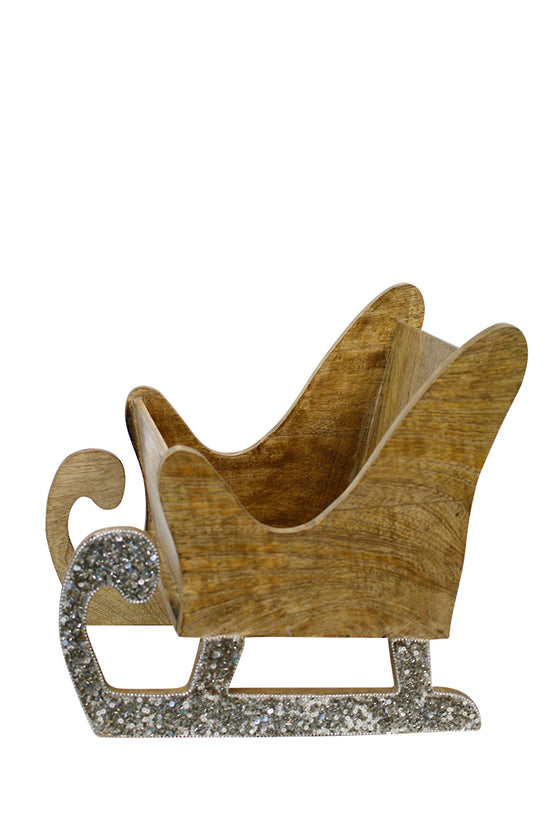 Wood Sleigh with Beaded Runners